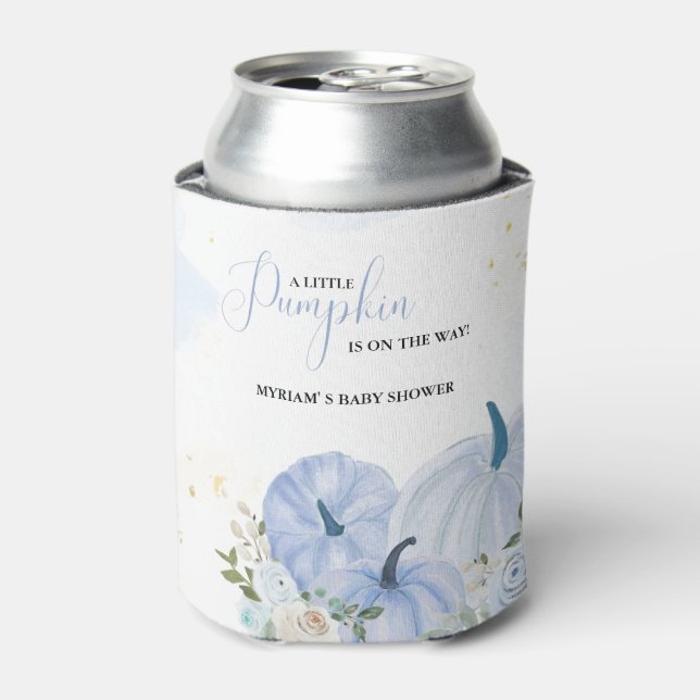 Fall Blue Pumpkin Floral Boy Baby Dusche Dosenkühler (Kanne Vorderseite)