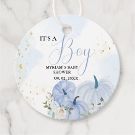 Fall Blue Pumpkin Floral Boy Baby Dusche Geschenkanhänger