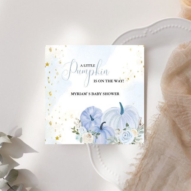 Fall Blue Pumpkin Floral Boy Baby Dusche Serviette (Von Creator hochgeladen)