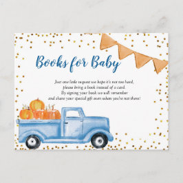 Fall Blue Pumpkin Truck Bücher für Baby Card Einladungspostkarte