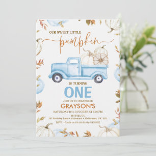 Fall Blue Pumpkin Truck Little Pumpkin Birthday Einladung