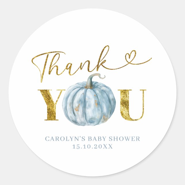 Fall Blue Pumpkin Vielen Dank Sticker (Vorderseite)