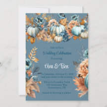 Fall Blue und Orange Pumpkin Peony Wedding