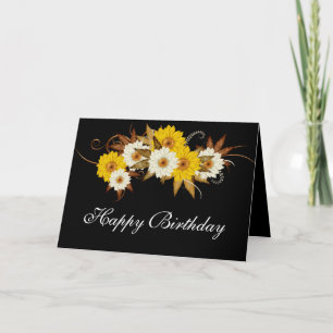 Fall-Blume-Design auf Black Happy Birthday Card Karte
