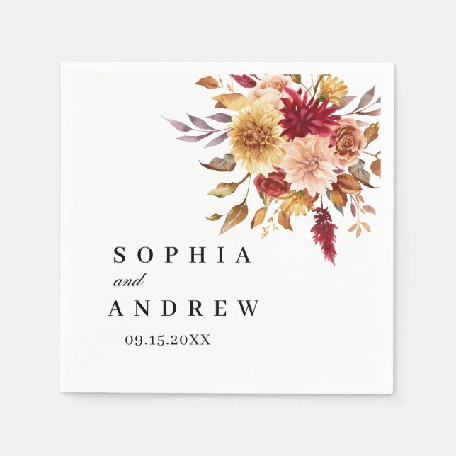 Fall Blume Hochzeit Napkins Serviette (Vorderseite)