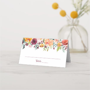 Fall Blume Hochzeitsgefaltete Platzkarten Orange P