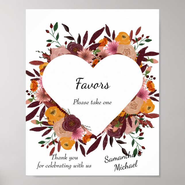 Fall-Blume Hochzeitsweiße Favoriten-Poster Poster (Vorne)