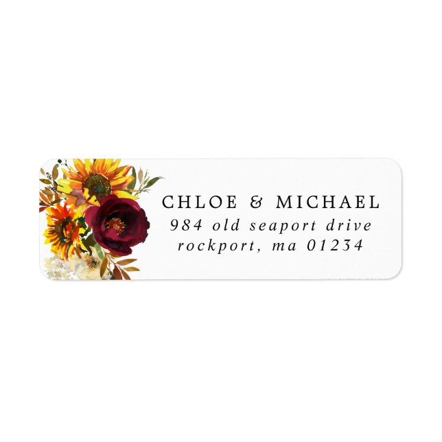 Fall-Blume Rustikales Hochzeitrücksendesiegel (Vorne)