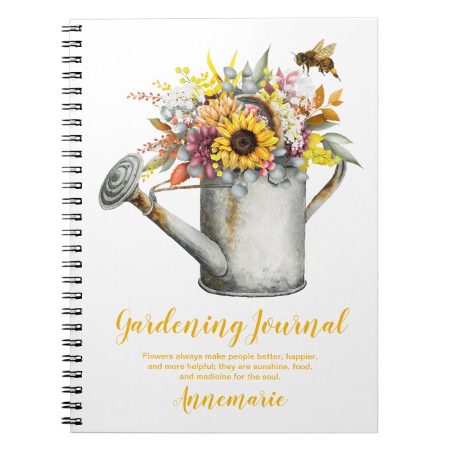 Fall Blume Rustikales Wasser kann Gartenjournal Notizblock (Vorderseite)