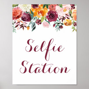 Fall Blume Wedding Selfie Station Sign Poster