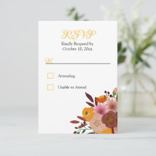 Fall Blume Weißes UAWG ohne Ernährungsoption Reakt RSVP Karte