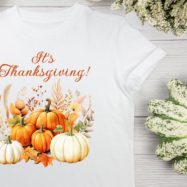 Fall Blume White Pumpkin Erntedank Geschenk T-Shirt (Von Creator hochgeladen)