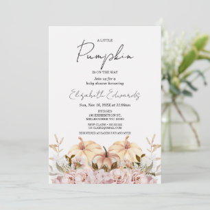 Fall Blush Boho Floral Little Pumpkin Baby Dusche Einladung