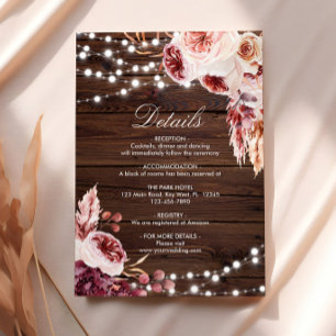 Fall Bohemische Rose Rustikale Holzhochzeiten Deta Begleitkarte