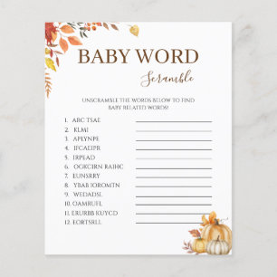 Fall Boho Baby Dusche Word Scramble Game