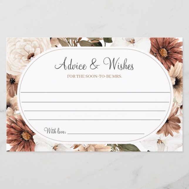 Fall Boho Brautparty Advisor Card (Vorderseite)