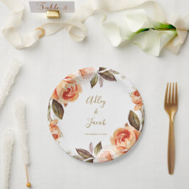Fall Boho Burnt Orange Floral Wedding Paper Teller