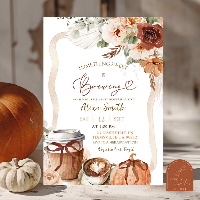 Fall Boho Coquette Pumpkin Coffee Baby Dusche Einladung (Von Creator hochgeladen)