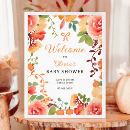 Fall Boho Kürbis Blumendusche Begrüßung Poster