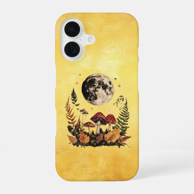 Fall Boho Moon und Mushrooms iPhone 16 Hülle (Rückseite)
