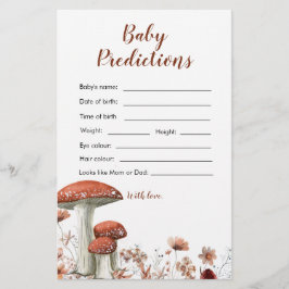 Fall Boho Mushroom Floral Baby Prediccard