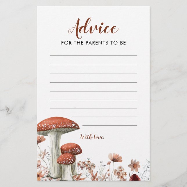 Fall Boho Mushroom Floral Baby Showcard (Vorderseite)