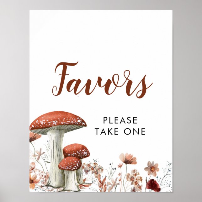 Fall Boho Mushroom Floral Gastgeschenke Poster (Vorne)