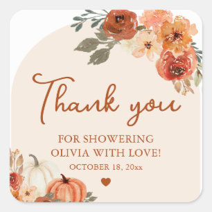 Fall Boho Pumpkin Brautparty Vielen Dank Quadratischer Aufkleber