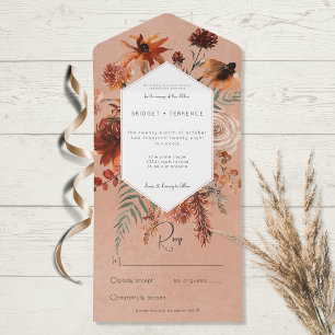 Fall Boho Rust & Peach Blumenrahmen Kein Abendesse All In One Einladung