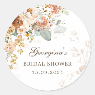Fall Boho Terracotta Blumengarten Brautparty Runder Aufkleber