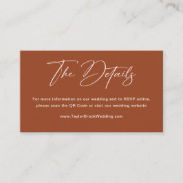Fall Boho Terracotta Wedding Website Qr Code Begleitkarte