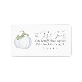 Fall Boho White Pumpkin Watercolor Adressaufkleber