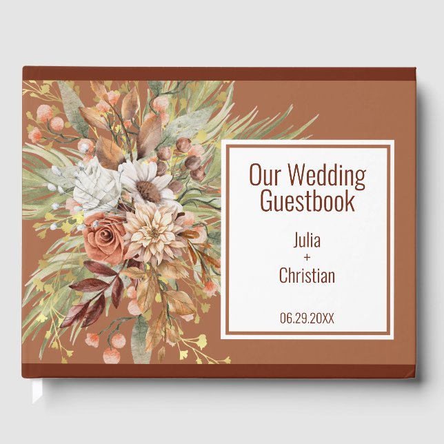 Fall Botanicals Wedding Guestbook (Rust) Gästebuch (Vorderseite)