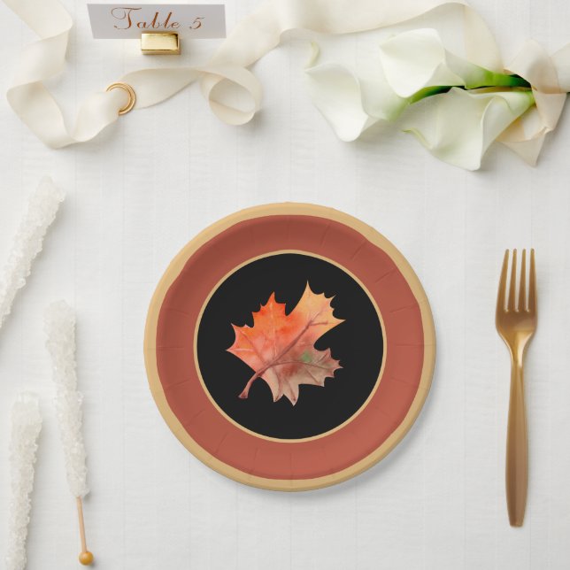 Fall Botanische Ahornbäume Blätter & Terracotta Sc Pappteller (Hochzeit)