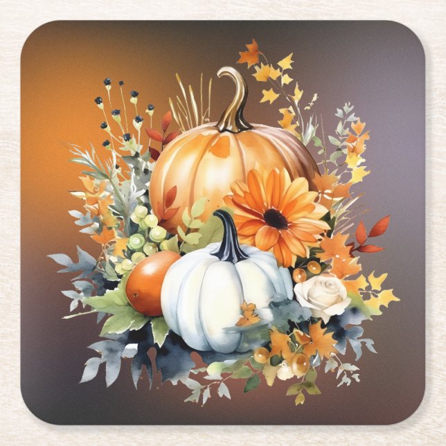 Fall Botanische Pumpkins Papier Untersetzer (Vorderseite)