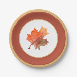Fall Botanischer Ahorn Blätter & Terracotta Pappteller