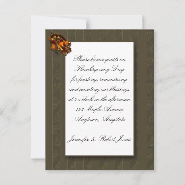 Fall Bounty Cornucopia Thanksgiving Invitation (Devant)
