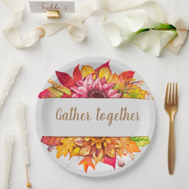 Fall Bouquet Erntedank Custom Pappteller (Hochzeit)