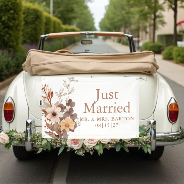 Fall Bouquet Just Married Car Banner (Von Creator hochgeladen)