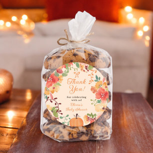 Fall Bow Boho Kürbis Blumenkohl Danke Babydusche Runder Aufkleber