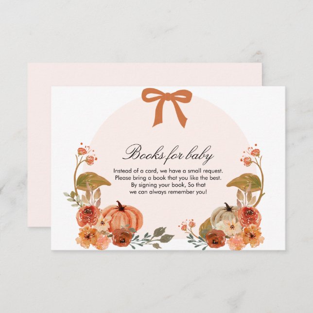 Fall Bow Boho Pumpkin Babydusche Enclosure Card Begleitkarte (Vorne/Hinten)