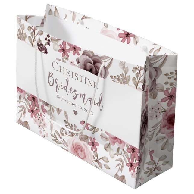 Fall Brautparty Bridesmaid Minimalistisch Große Geschenktüte (Vorderseite Schrägansicht)