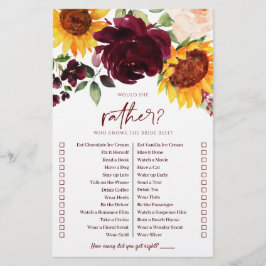 Fall Brautparty Game, die Brautblumen kennt