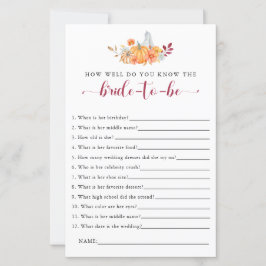 Fall Brautparty Game Wie gut kennen Sie Braut
