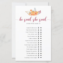 Fall Brautparty Pumpkin Er sagte, sie sagte, Spiel