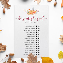 Fall Brautparty Pumpkin Er sagte, sie sagte, Spiel Flyer