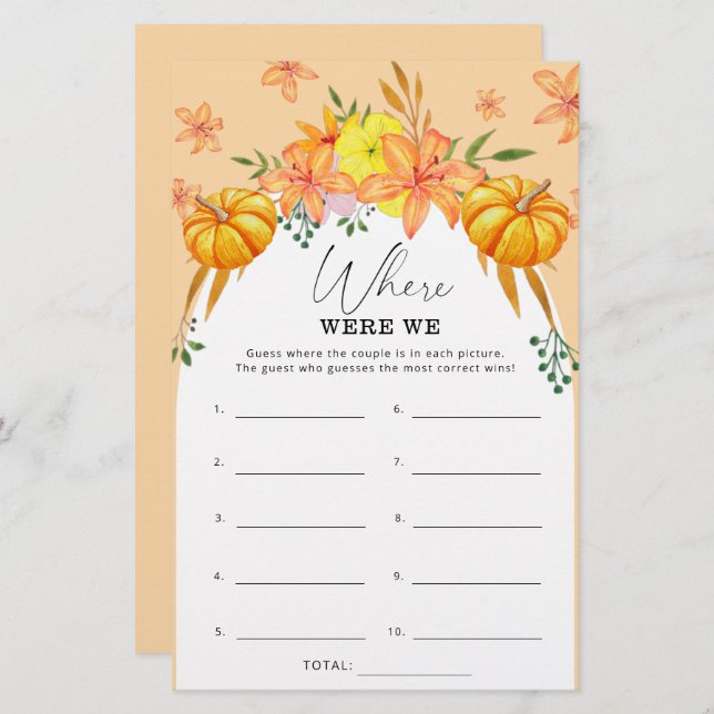 Fall Brautparty Pumpkin Wo waren wir? (Vorne/Hinten)