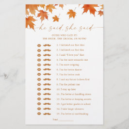 Fall Brautparty, sagte er, sie sagte Game