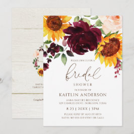 Fall Brautparty Sonnenblumen Rose Burgundy Red Einladung