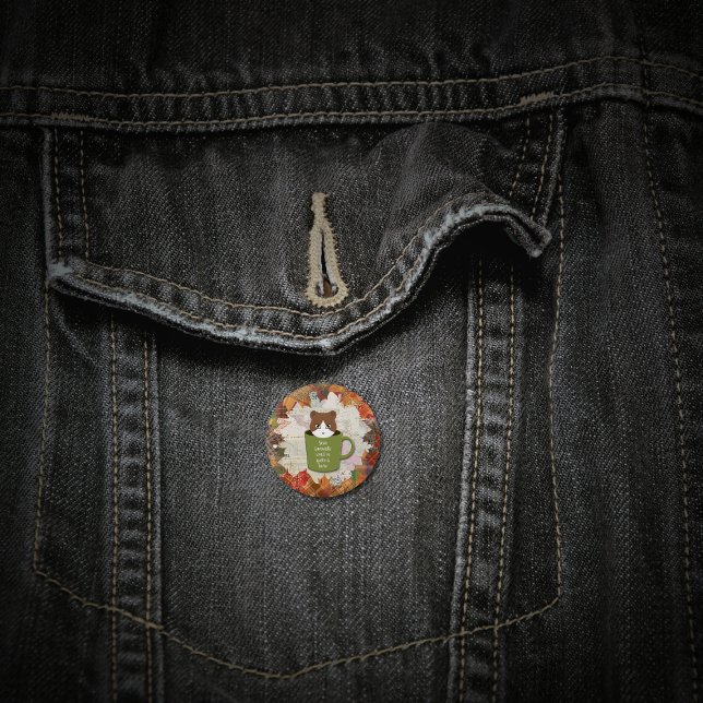 Fall Break Cat Button (Fall Break Cat 1 Inch Round Button)